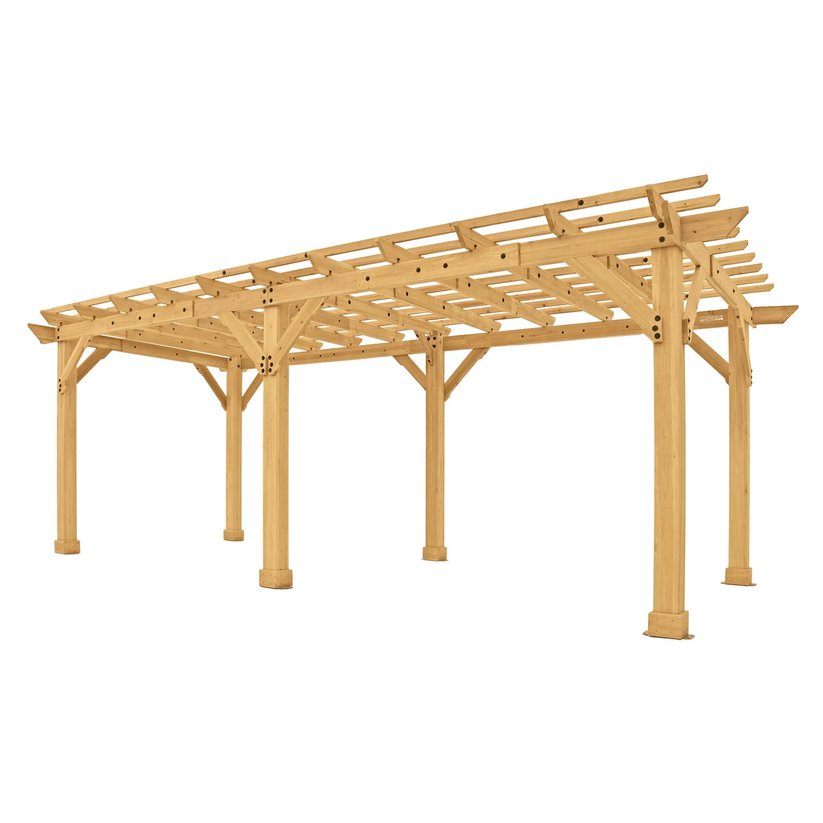Pergola Yardistry Meridian 10 pi x 22 pi x 8 pi en cèdre naturel, design à niveaux multiples