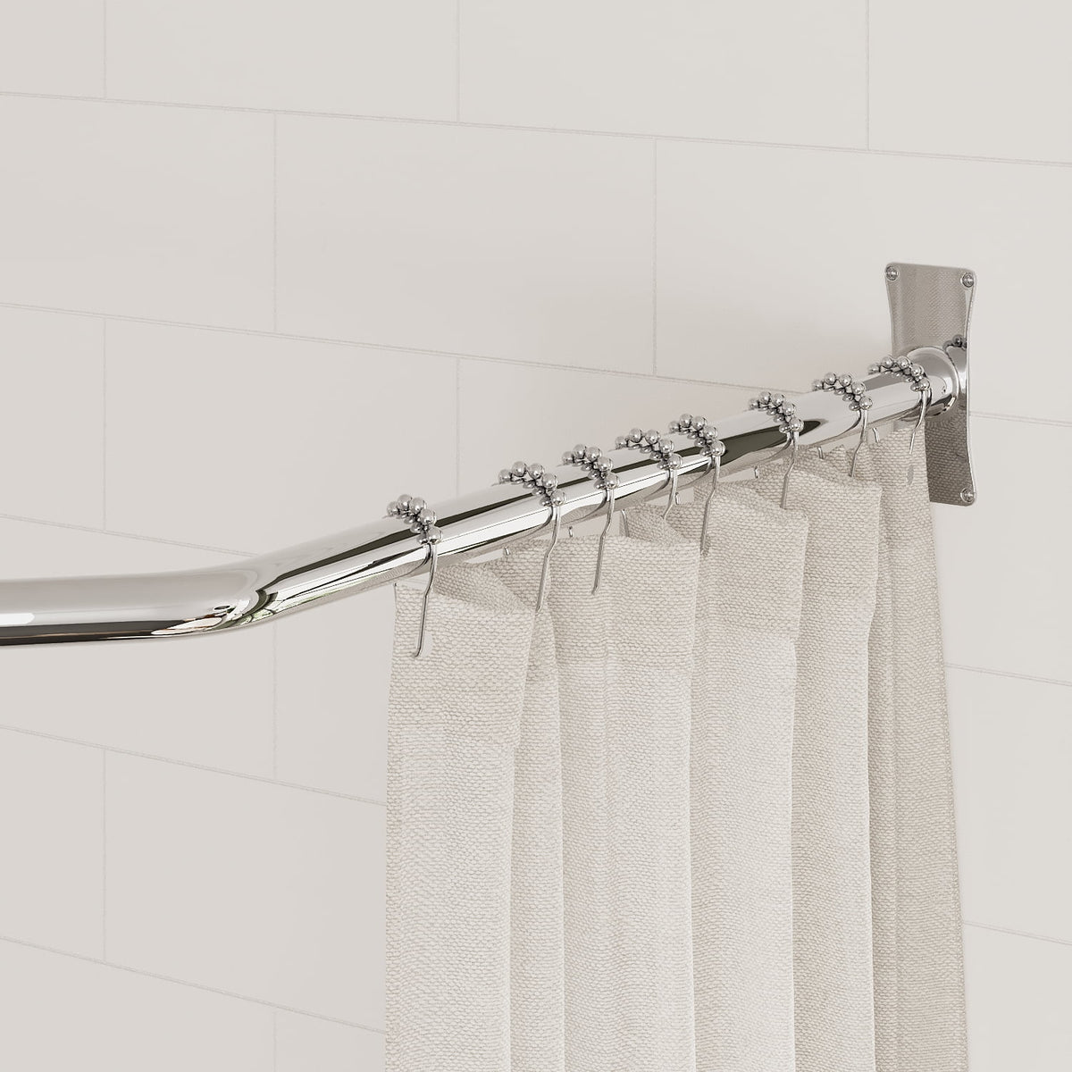 Naiture Stainless Steel 18-1/2" X 26" X 18-1/2" Neo-Angle Shower Curtain Rod with Ceiling Support, Brushed Nickel Finish
