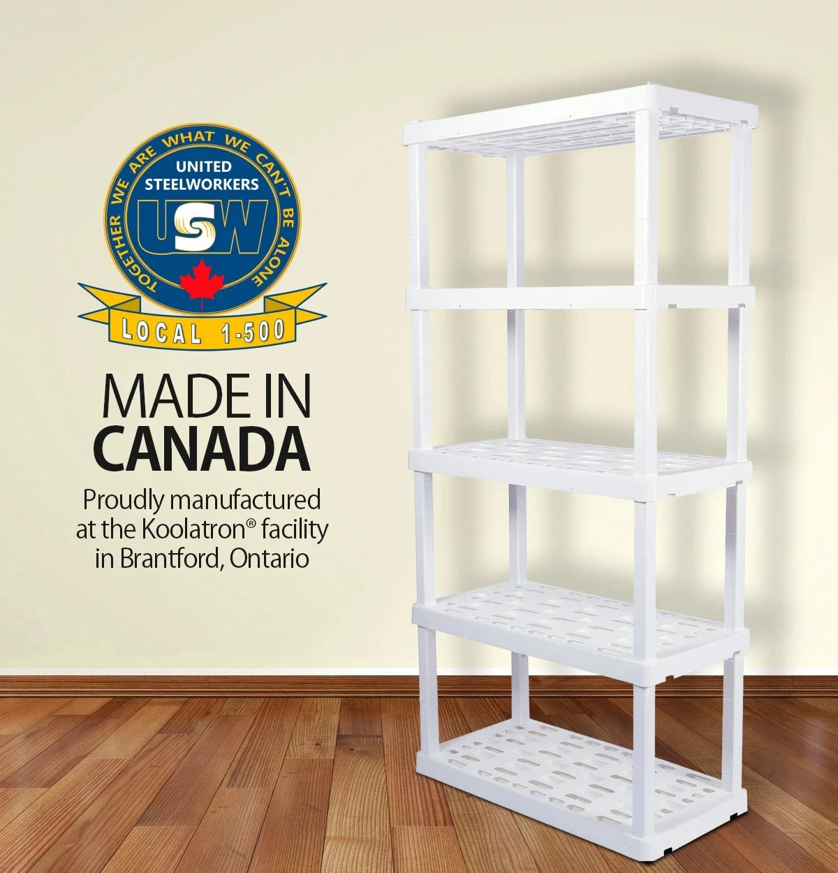 Oskar Plastic Storage Shelves 5-Tier Garage Organizer 74"H x 36"W x 18"D, White 750lb Capacity