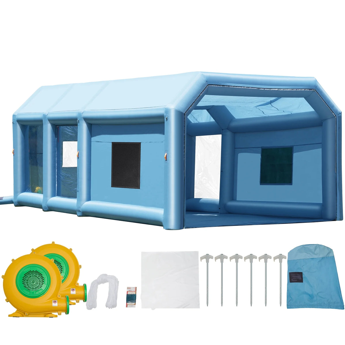 KFFKFF Inflatable Paint Booth, Dimensions 26.2 x 14.8 x 9.8 ft, Suitable for Small Trucks, Equipped with 950W+750W Robust Air Movers and Air Purification Mechanism
