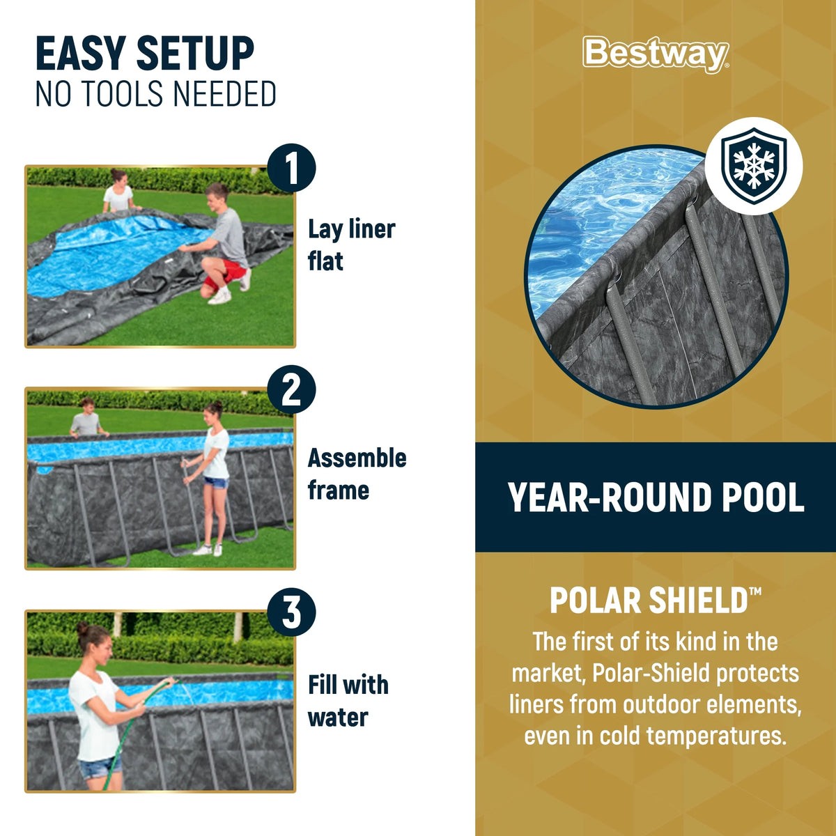 Piscine hors-sol rectangulaire Bestway APX 365 de 31 pi 4 po x 16 pi x 52 po
