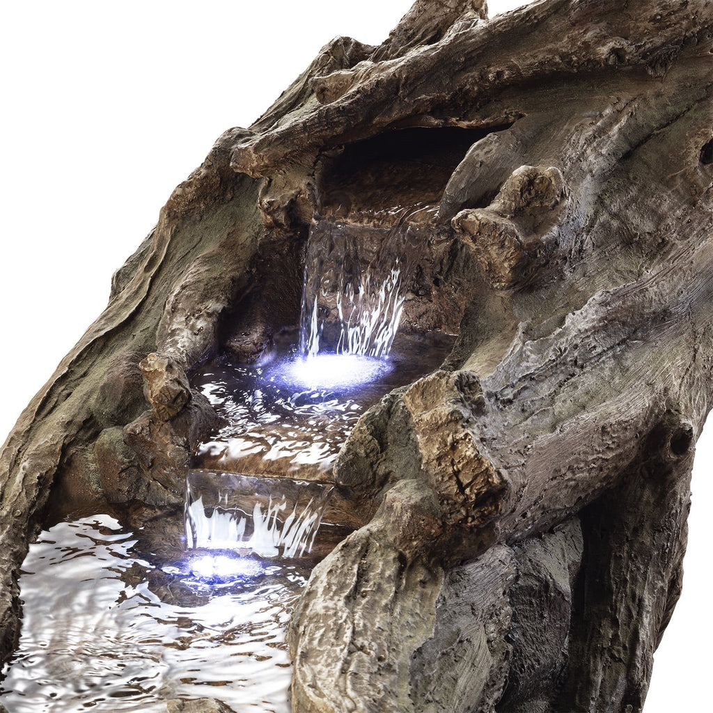 Fontaine de sol en polystone à cascade avec éclairage Alpine Corporation, 59 po x 16 po x 20 po, marron