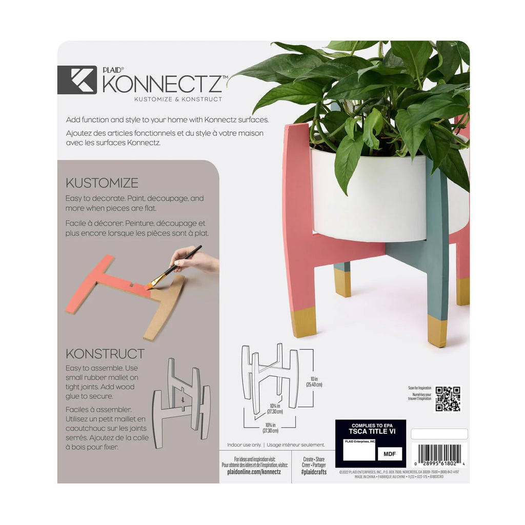 Konnectz Wood Surfaces Plant Stand, 10" x 10"