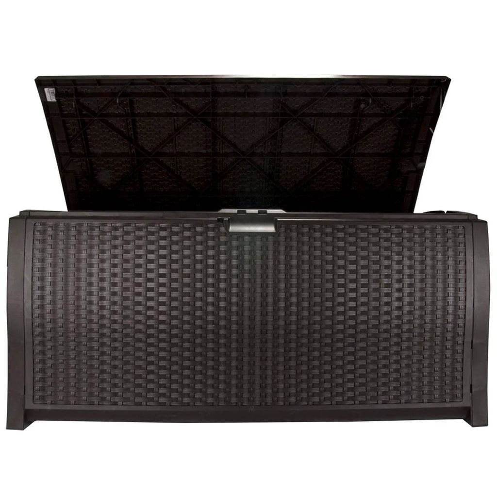 Coffre de rangement en résine Suncast de 99 gallons - Brun moka - DBW9200 - 52 po P x 27,5 po H x 27,6 po L