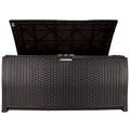 Coffre de rangement en résine Suncast de 99 gallons - Brun moka - DBW9200 - 52 po P x 27,5 po H x 27,6 po L