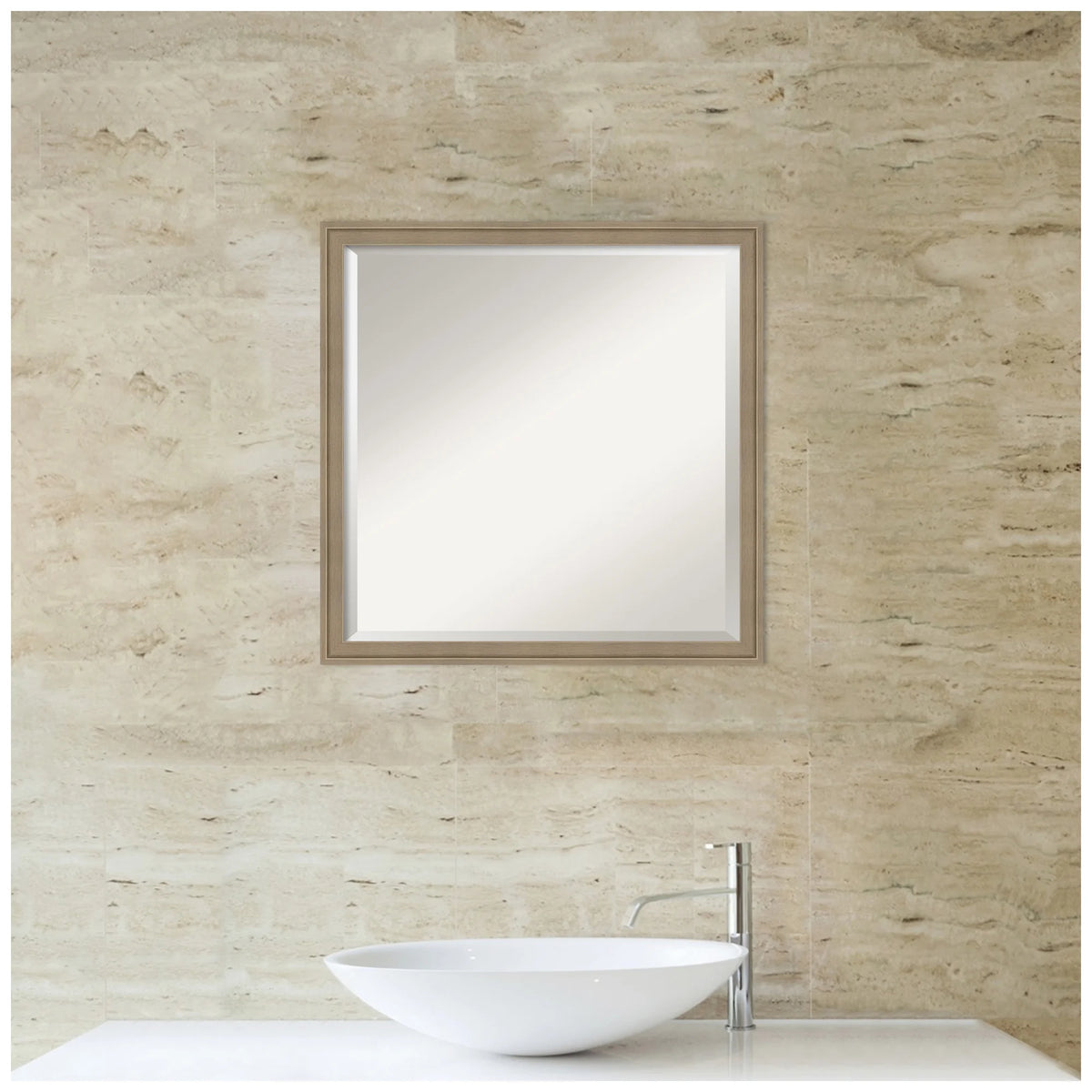 Amanti Art Florence Silver Beveled Wall Mirror 31.75 x 41.75 in.