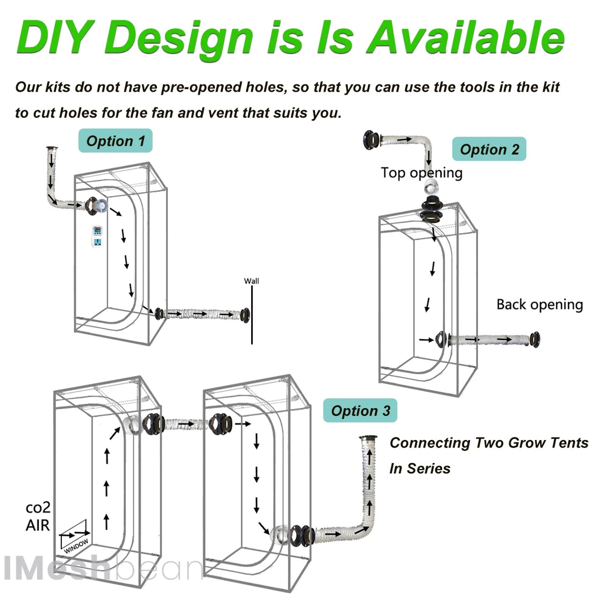 iMeshbean 24" x 24" x 55" Grow Tent Kit w/ LED Full Spectrum Grow Light & Air Ventilation Inline Fan Set