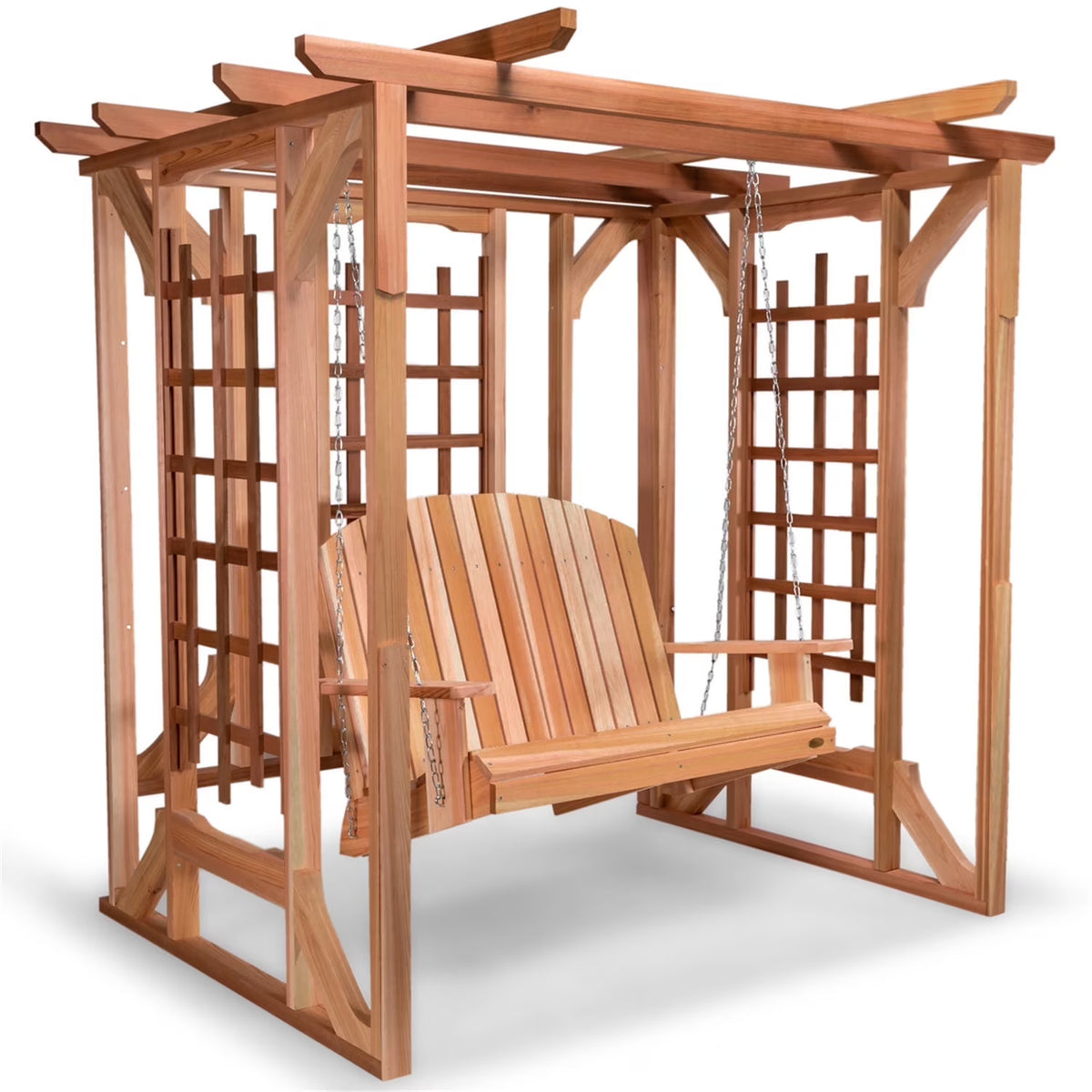 All Things Cedar PO72-S Cedar Pergola Garden Arbor Swing Outdoor Set - 82L x 72W x 74H