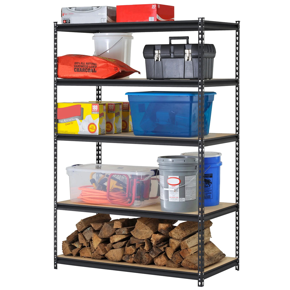 Étagère autoportante en acier Muscle Rack à 5 tablettes, 48 po l x 24 po P x 72 po H; noire