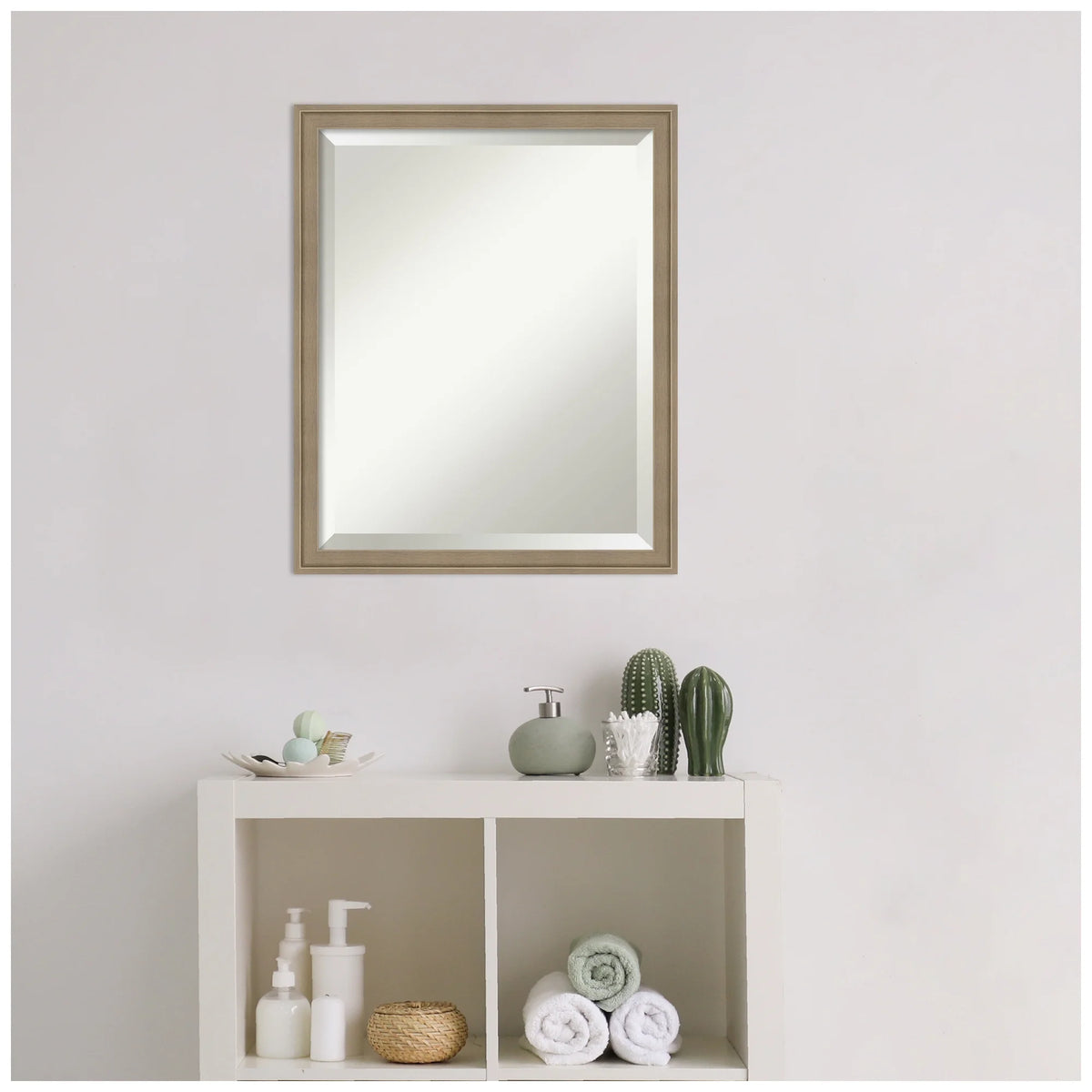 Amanti Art Florence Silver Beveled Wall Mirror 31.75 x 41.75 in.