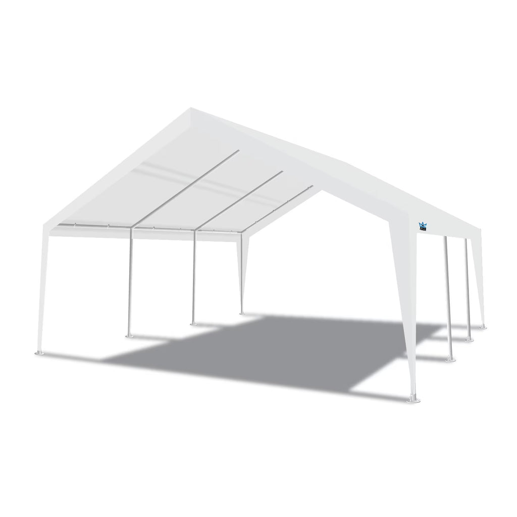 Abri extensible King Canopy 12 pi x 20 pi / 20 pi x 20 pi, structure en acier, 8 pieds, blanc