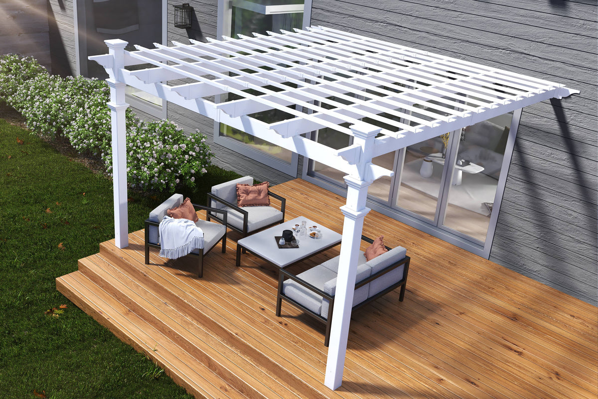 Vita 12' x 12' Freemont White Vinyl Pergola, VA42044
