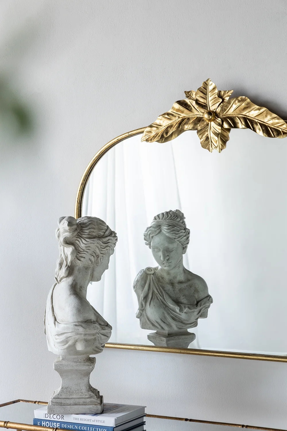 A&B Home Arched Gold Wall Mirror with Leaf Accent 39.6" x 2" x 35"