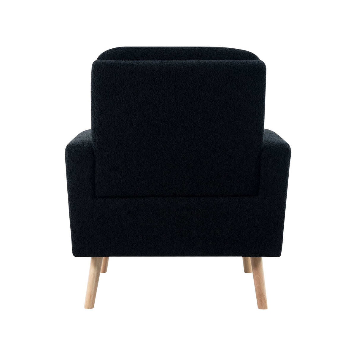 Naomi Home Frida Mid-Century Modern Accent Chair, Espresso Teddy Fleece Upholstered Armchair with Oak Legs, 28.74"D x 30.31"W x 35.04"H