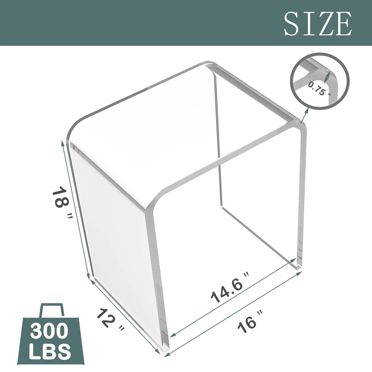 Ageszoe Coffee Table with Storage Shelf,Acrylic Modern Clear End Table,Kid's Table for Livingroom, 32"L x 16"W x 16"H"