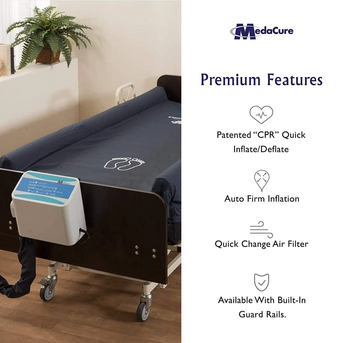 Medacure Alternating Pressure Air Mattress with Pump Included - Twin Size 80" x 36" x 8"
