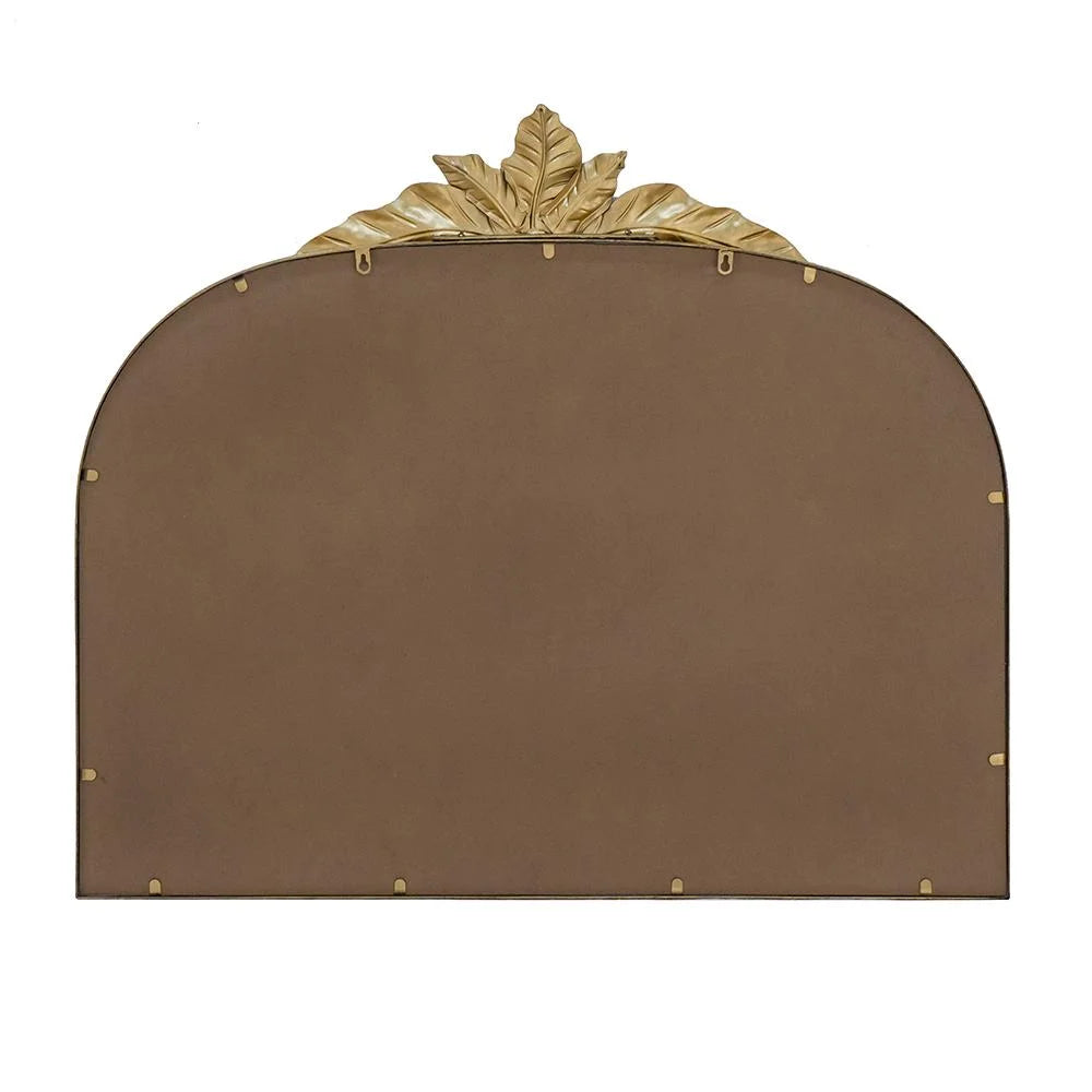 A&B Home Arched Gold Wall Mirror with Leaf Accent 39.6" x 2" x 35"