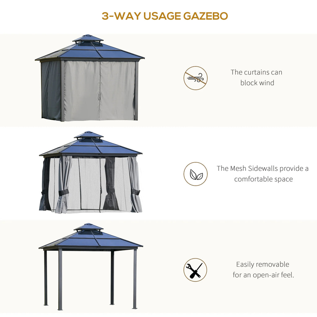 Outsunny 10' x 12' Hardtop Canopy Gazebo, Durability