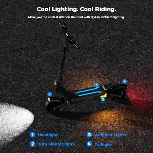 Ausom 2000W Dual Motor Folding Electric Scooter for Adults, Off Road Dual Motor E-Scooter with E-ABS and Duals Disc Brakes, 40Mph Top Speed, 56 Miles Max Ranges