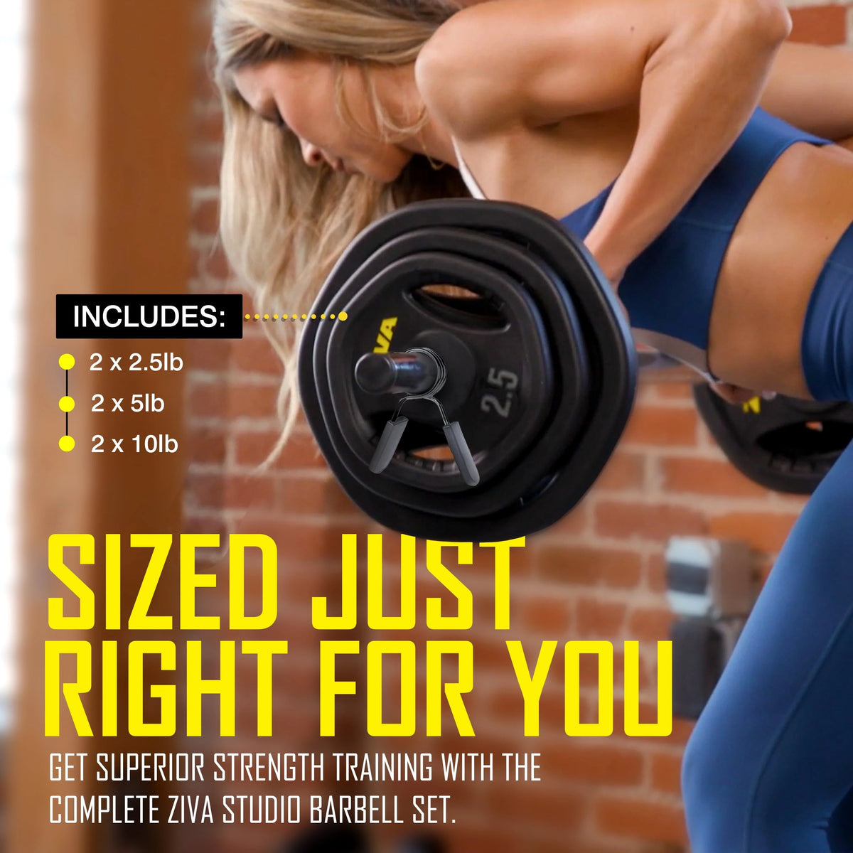 ZIVA RPU Studio Barbell Adjustable Weight Set - 6 High Grade RPU Coated Grip Plates (2 x 2.5lb, 2 x 5lb, 2 x 10lb) 1.18" D Steel Chrome Bar (55"L x 4.4lb) 2 x Spring Collars Ships in Two Parts