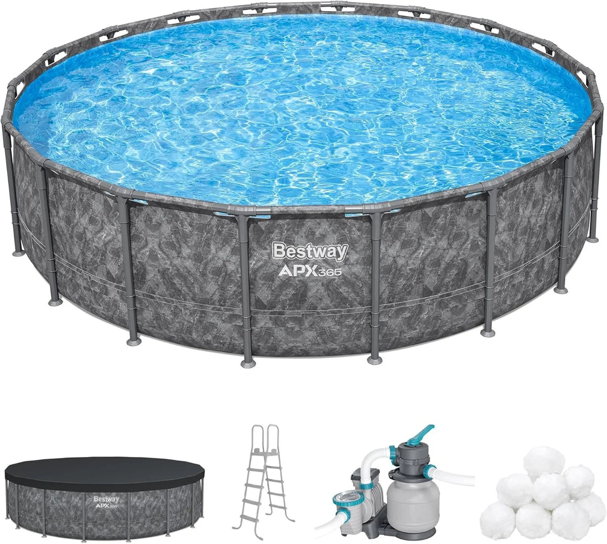 Bestway APX 365 18'x52″ Round Above Ground Swimming Pool Set with Pump & Ladders