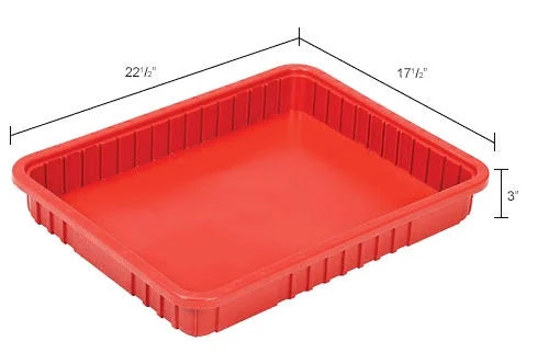 Global Industrial(TM) Plastic Dividable Grid Container - DG93030 22-1/2"L x 17-1/2"W x 3"H Red