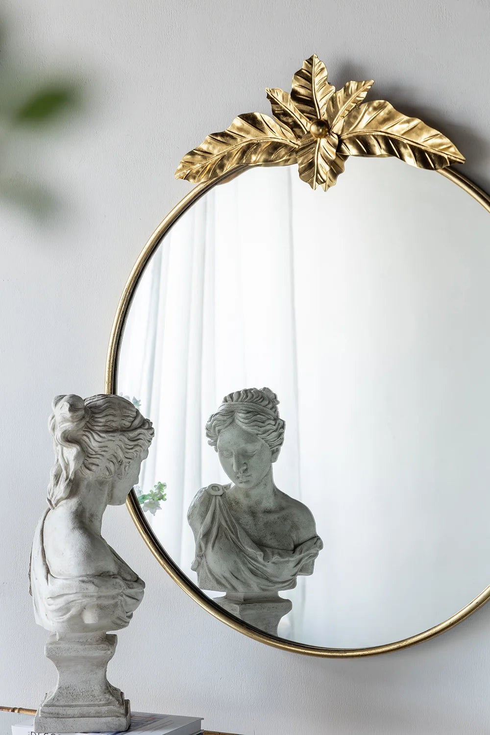 A&B Home Arched Gold Wall Mirror with Leaf Accent 39.6" x 2" x 35"