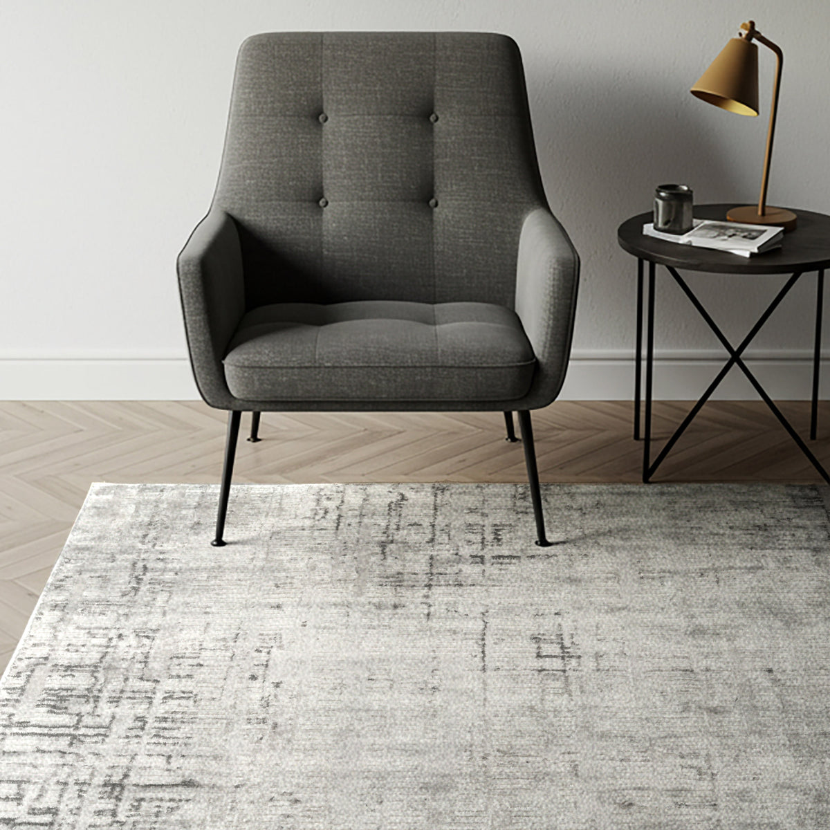 Divina Area Rug, Aloma Cream & Gray, 6'6" x 9'