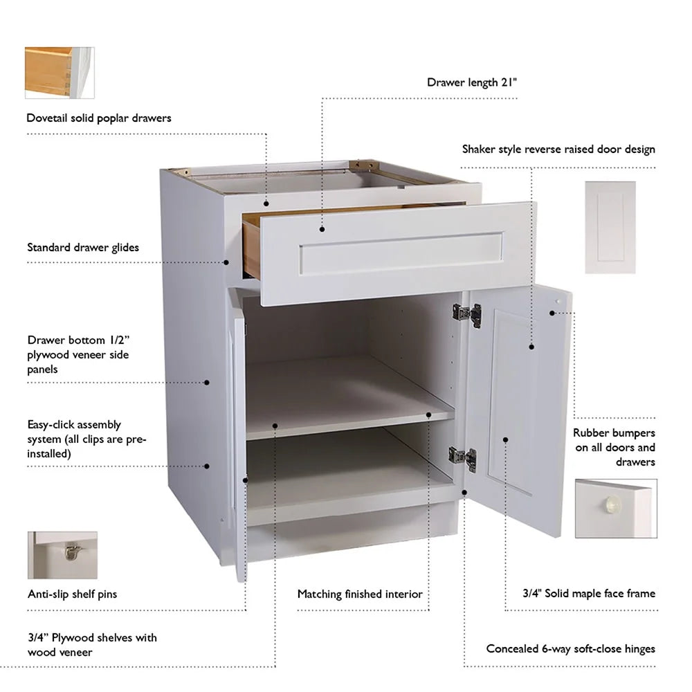 Design House Brookings Ready to Assemble Shaker Style Wall Kitchen Cabinet (15" x 36" x 12"), White