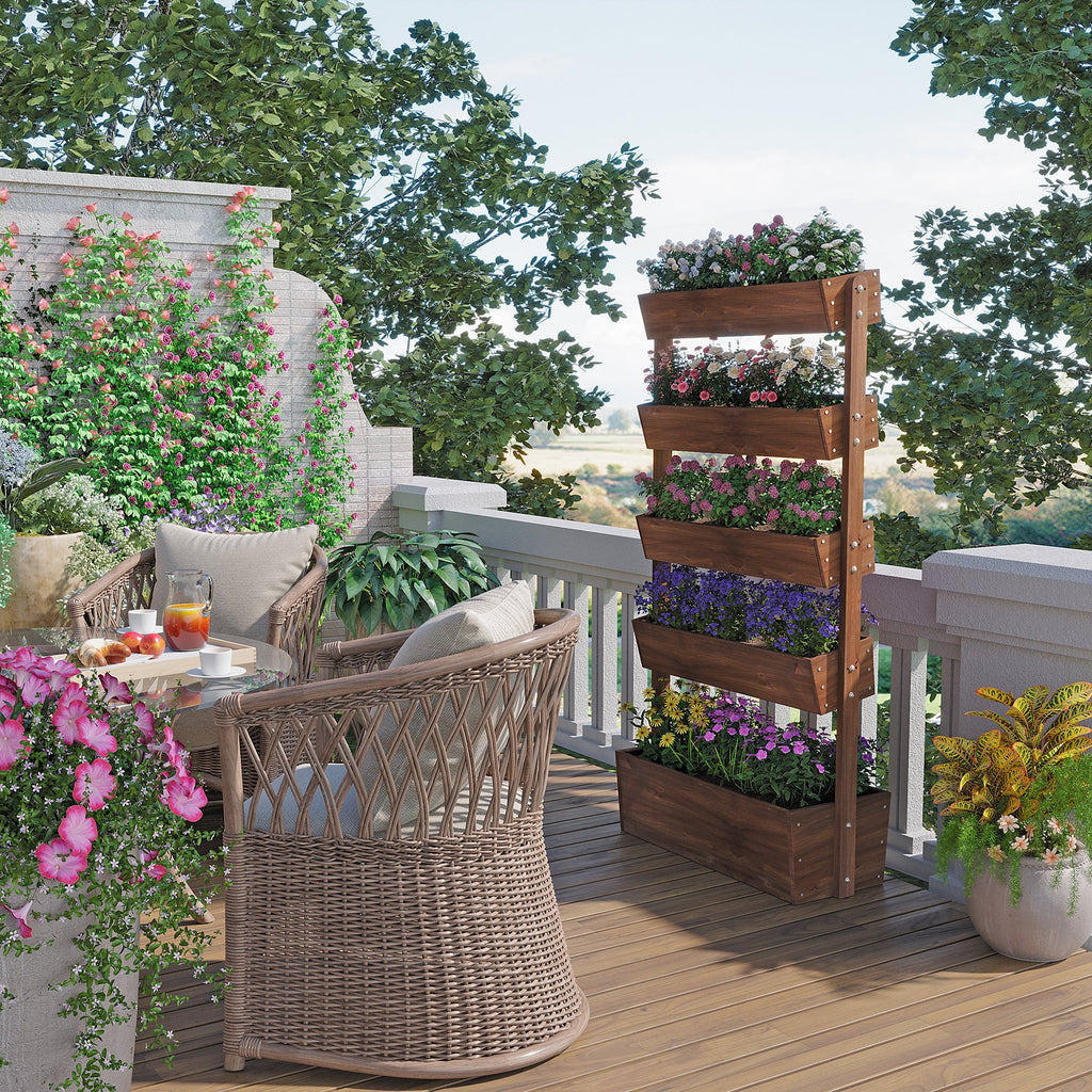 Jardinière surélevée Wilk 33,7 x 17,7 x 46, potager vertical en bois à 3 niveaux pour jardin, terrasse, balcon