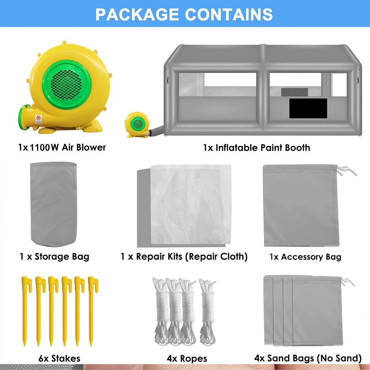 xhyhwyd Inflatable Paint Booth 20 x 13.5 x 9.7ft Portable Inflatable Spray Booth Tent with 1100W Blower for DIY Spray Car Parts Painting