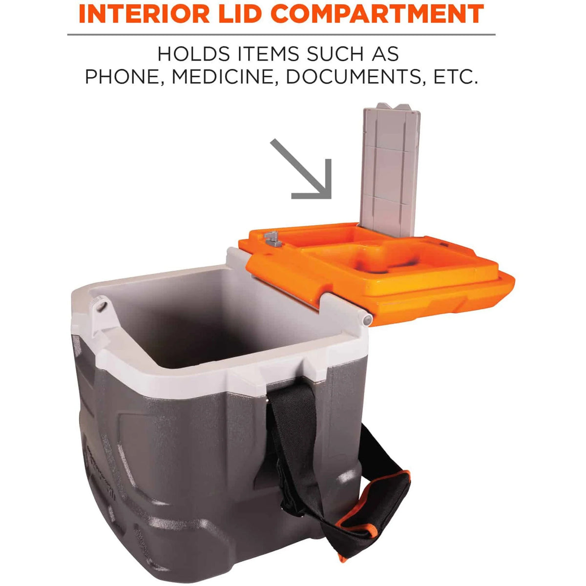 Ergodyne Chill-Its 5170 17-Qt Industrial Hard-Sided Cooler, 16-1/4"H x 12"W x 12"D, Orange/Gray