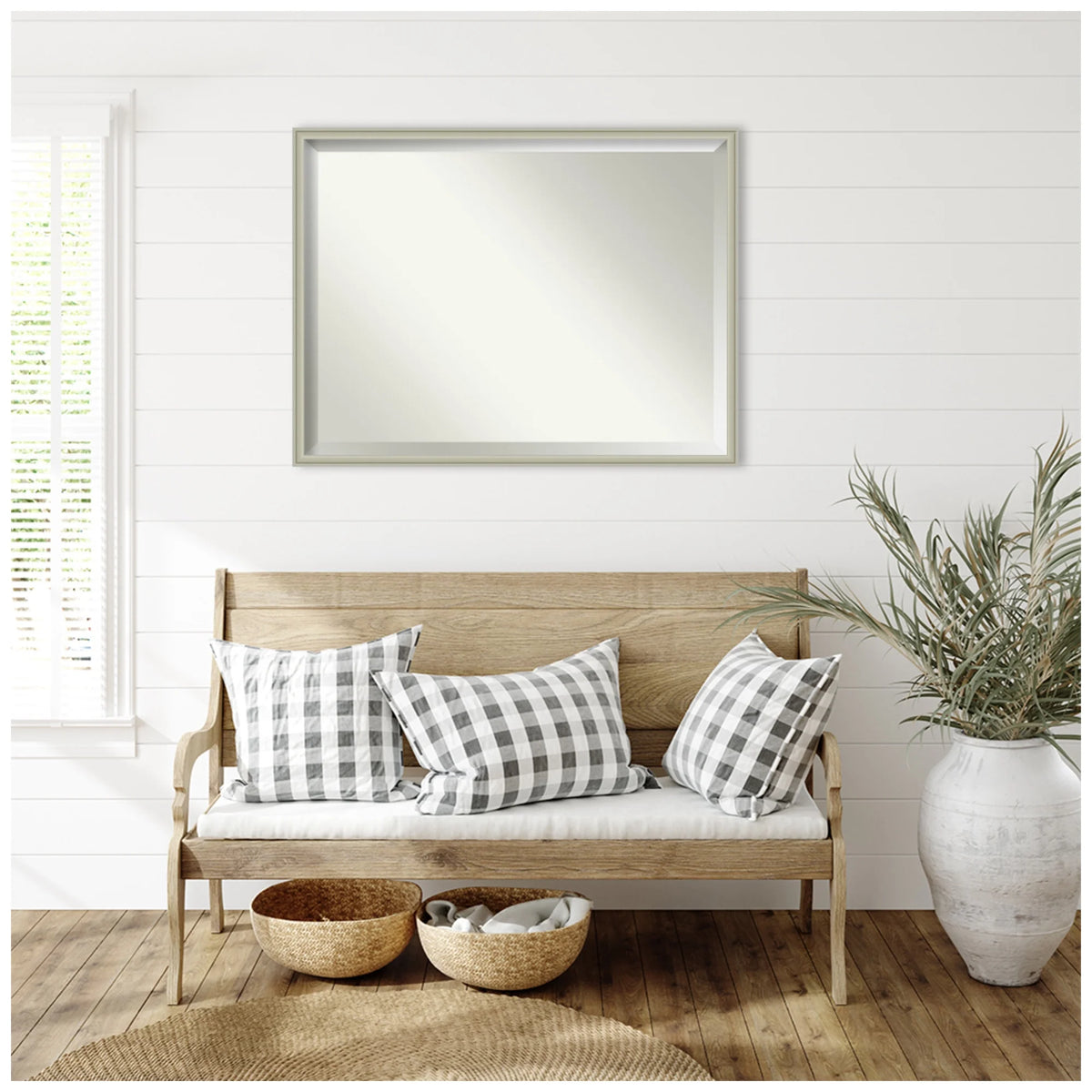 Amanti Art Florence Silver Beveled Wall Mirror 31.75 x 41.75 in.