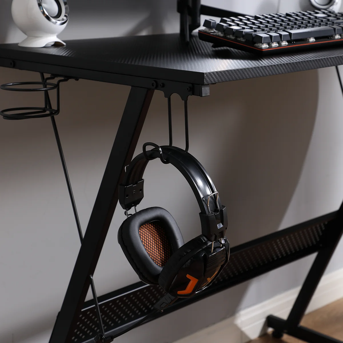 X Rocker L-Shaped Gaming Desk with Storage Shelves - Black