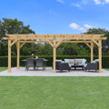 Pergola Yardistry Meridian 10 pi x 22 pi x 8 pi en cèdre naturel, design à niveaux multiples