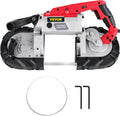 Portable Band Saw, 110V Removable Alloy Steel Base Corded Band Saw, 5 Inch Cutting Capacity Hand held Band Saw,Variable Speed Portable Bandsaw, 10Amp Motor Deep Cut Band saw for Metal Wood