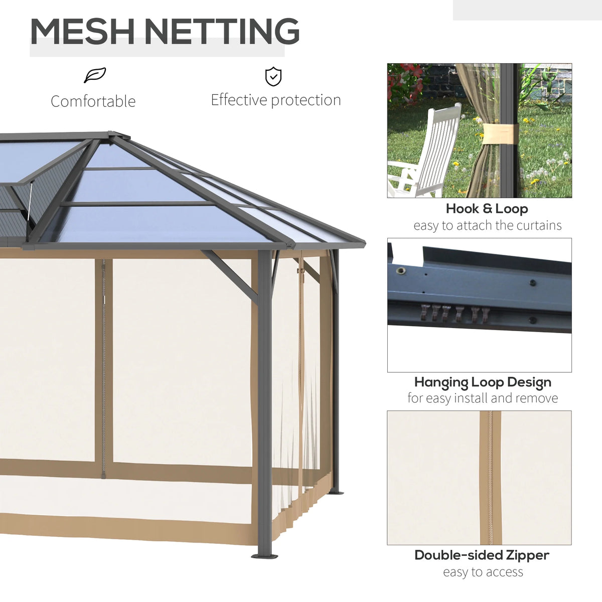 Outsunny 10' x 12' Hardtop Canopy Gazebo, Durability