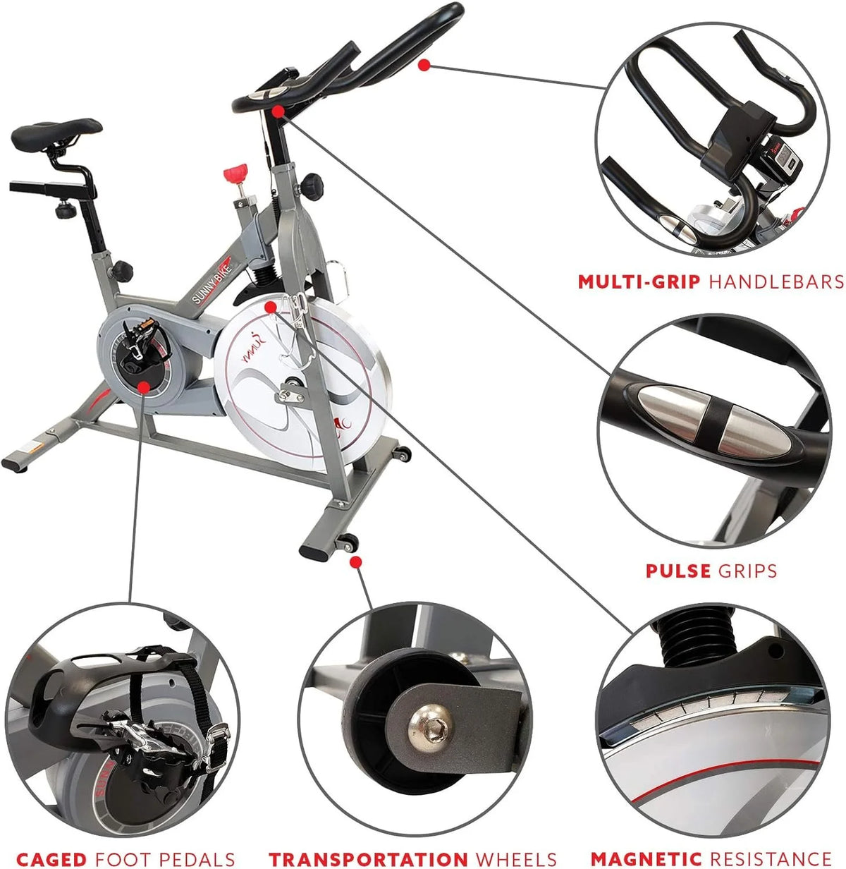 Sunny Health & Fitness Synergy Pro Magnetic Indoor Cycling Bikes.