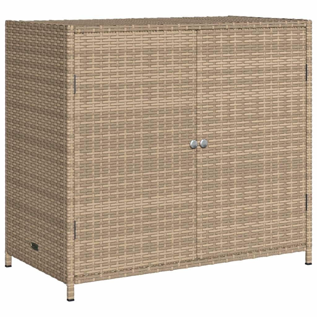 VidaXL Contemporary Poly Rattan Storage Cabinet, 32.7" x 17.7" x 29.9", Gray