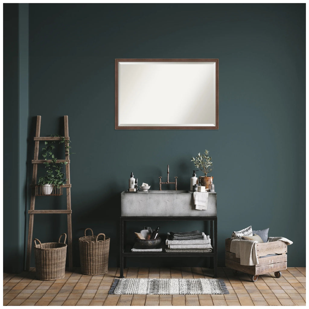Amanti Art Florence Silver Beveled Wall Mirror 31.75 x 41.75 in.