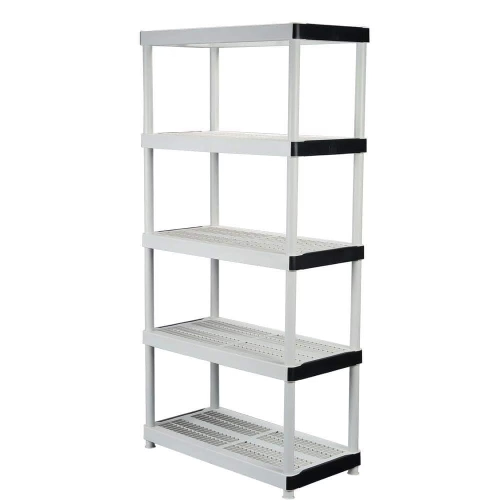 5-Tier Easy Assembly Multi-purpose Plastic Garage Storage Shelving Unit in Gray (36 in. W x 72 in. H x 18 in. D)