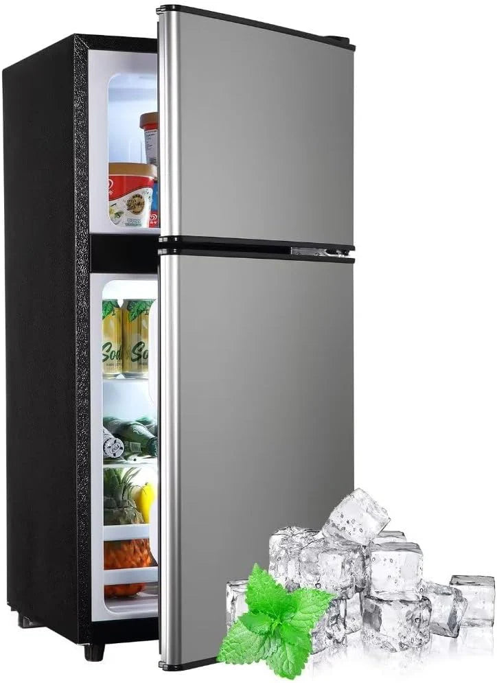Apartment Size Refrigerator, 3.5 Cu.Ft Samll Refrigerator with Freezer Suitable for Home and Apartments, Freestanding